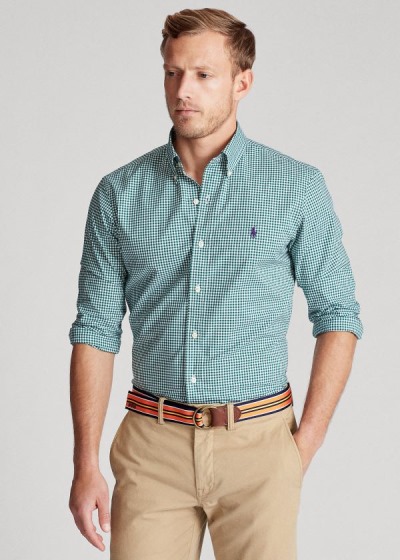 Camisa Polo Ralph Lauren Hombre Verdes / Blancos - Classic Fit Gingham - GNHPA0294